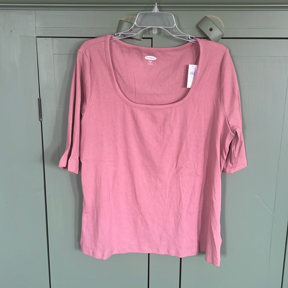 NWT OLD NAVY mauve ribbed short sleeve top, slim fit